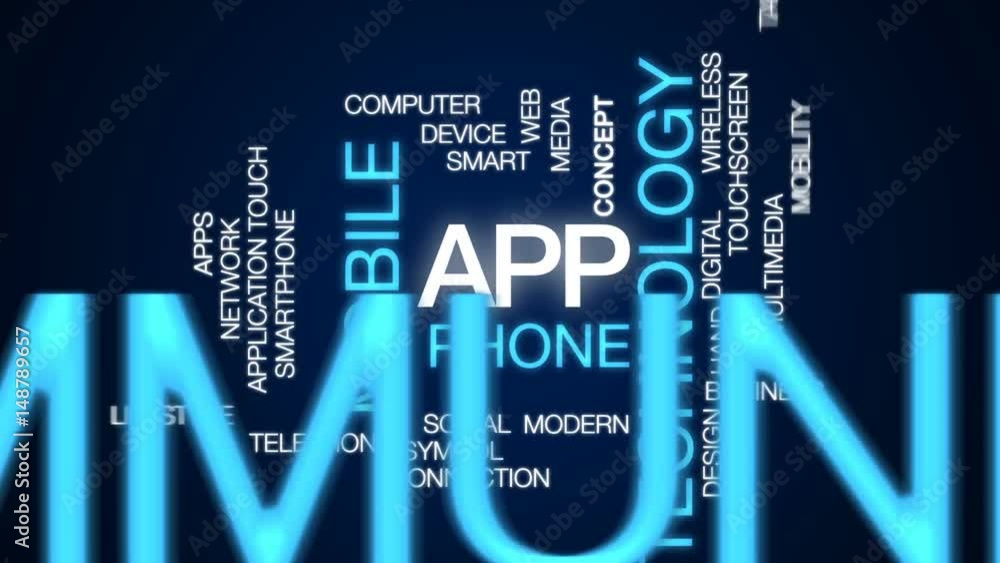 Poster app animated word cloud, text design animation.