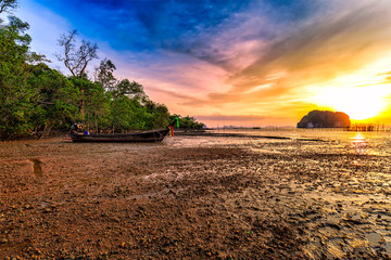 Beautiful sunset Sea and Sky at Krabi Province South of Thailand 

