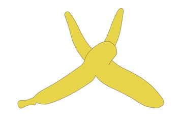2d cartoon illustration of banana peel