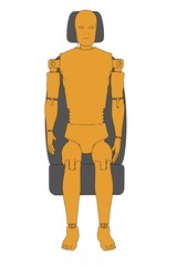 2d cartoon illustration of crash test dummy