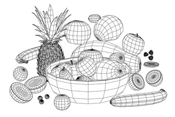 2d cartoon illustration of food collection