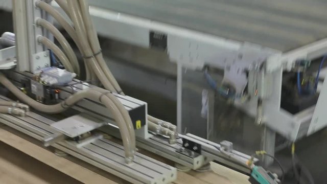 Production of wood flooring, closeup