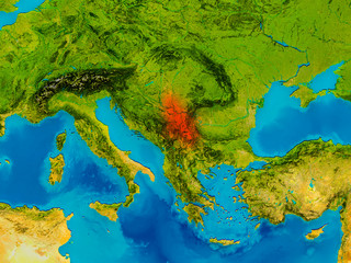 Fototapeta na wymiar Serbia on physical map