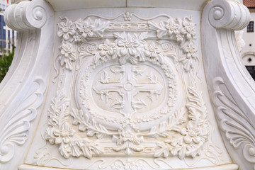 Marble carving and relief detail