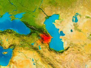 Azerbaijan on physical map