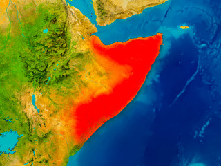 Somalia on physical map
