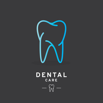 Tooth logo, Dental care icon. Vector illustration, line design