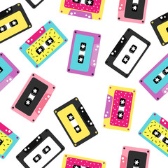 Seamless pattern with cassette tape.