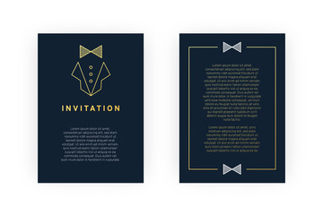Invitation with bow tie, vector illustration