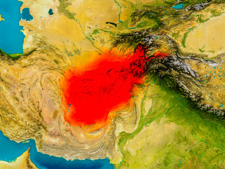 Afghanistan on physical map