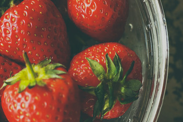juicy strawberries macro photo