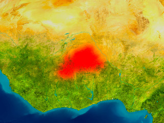 Burkina Faso on physical map