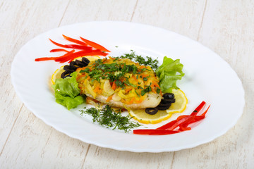 Baked tilapia with vegetables