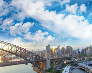 Sydney Harbour - Areal sunset view