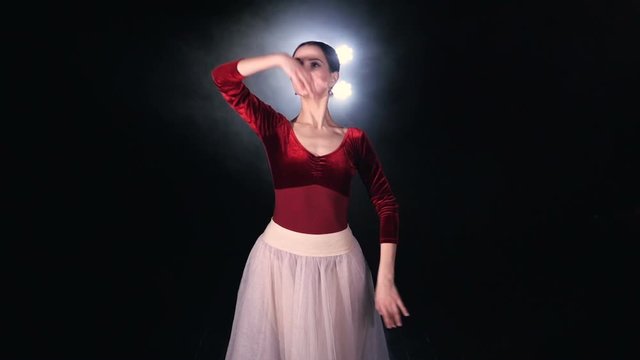 Elegant ballerina demonstrating beautiful movements. Close-up. Portrait. HD.