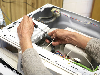 Service Man And Washing Machine
