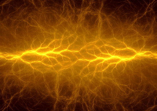 Golden lightning, cool electrical abstract