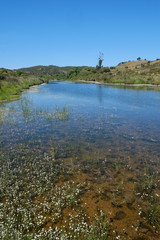 River scene in the countryside of Algarve. Vascao River, Portugal
