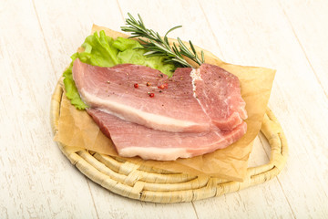 Raw pork steak