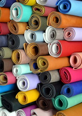 colorful rolls of fabric