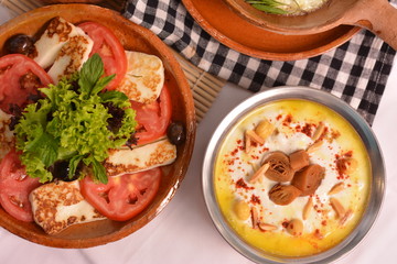 mix of cheese tomatoes and laban
