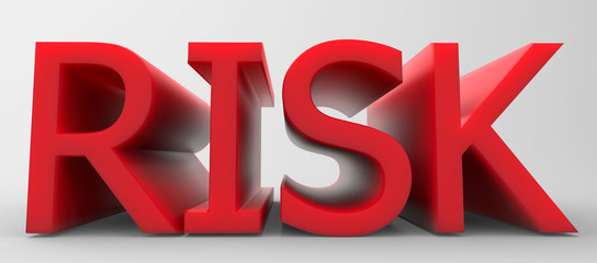 3d Illustration red color word of RISK.