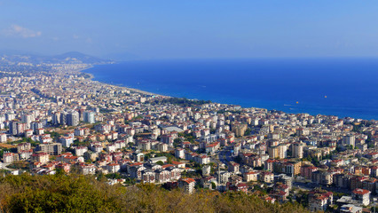 View of Alanya - beach, city and sea