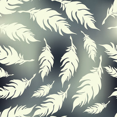 Seamless vector background with decorative feathers. Cloth design, wallpaper.
