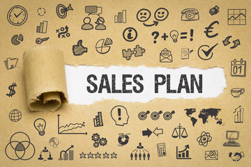 Sales Plan / Papier mit Symbole