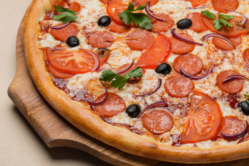 Delicious italian pizza on the table