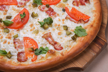 Delicious italian pizza on the table