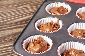 Making chocolate muffins