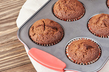 Making chocolate muffins