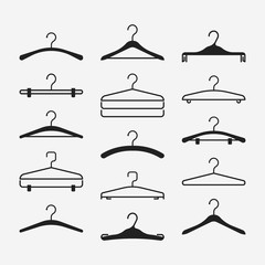 Collection of different black hanger icons - obrazy, fototapety, plakaty