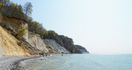 chalk rock cliff of Rugen Island (Germany) in springtime.