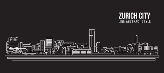Cityscape Building Line art Vector Illustration design - Zurich city