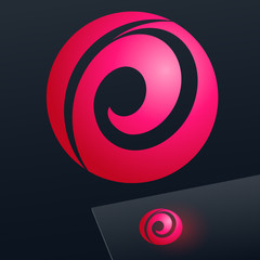 Abstract icon, vector sign, pink logotype in sphere shape. Logo for Media, Fashion, Cosmetics