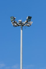 the spotlight tower with blue sky background