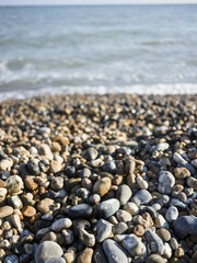 Waves on pebble beach.