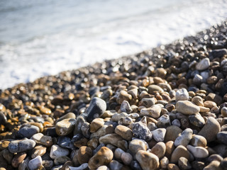Waves on pebble beach.