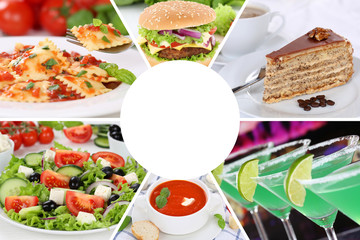 Sammlung Collage Essen und trinken Karte Speisekarte Gerichte Getränke Restaurant
