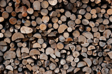 Chopped wood ready for heating, detailed view.