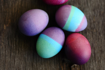 Colorful eggs. wood