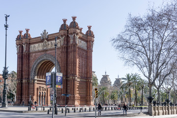Fototapeta na wymiar BARCELONA SPAIN - February 9, 2017: Arc de Triomf in Barcelona, is the capital city of the autonomous community of Catalonia in the Kingdom of Spain,February 9, 2017 in Barcelona Spain.
