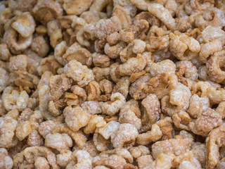 Deep fried crispy pork crackling snack