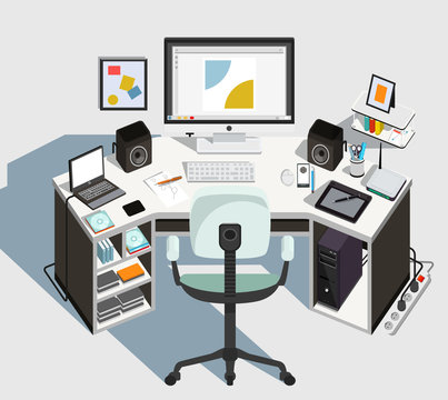 Designer workplace.  Vector illustration
