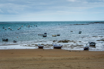 Low tide at the beach in Cadiz, Spain