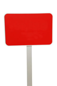 Blank Red Road Signpost Isolated On White Background