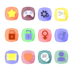 Set of icons with long shadow.