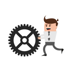 businessman and gear cute cartoon icon image vector illustration design